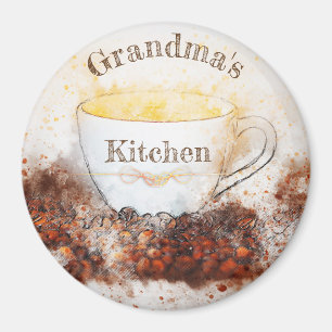 Aimant Grandma's Cosy cuisine café tasse café grains de c