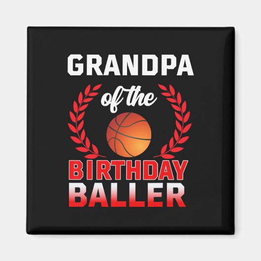 Aimant GRANDPA De Baller Basketball Anniversaire Thème Bd (Devant)