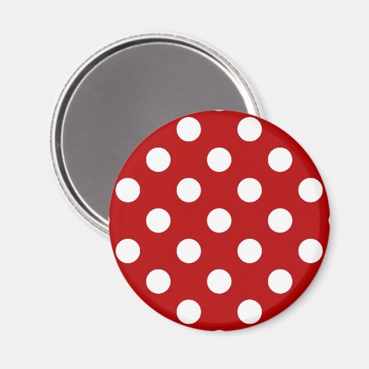 Aimant Grands points rétro - rouge et blanc (Recto/Verso)