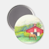 Aimant Grange illustrée avec cheval (Recto/Verso)