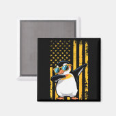 Aimant Graphic Penguin Retro American Flag Funny Penguin (Recto/Verso)