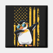 Aimant Graphic Penguin Retro American Flag Funny Penguin (Devant)