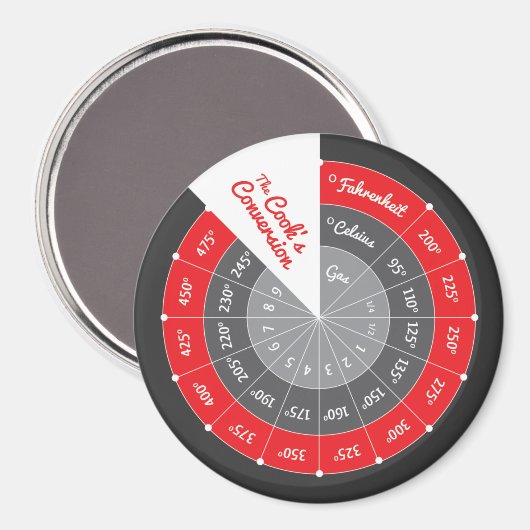 Aimant Graphique de conversion de Cuisines Celsius à Fahr (Recto/Verso)