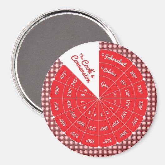 Aimant Graphique de conversion de température Celsius à F (Recto/Verso)