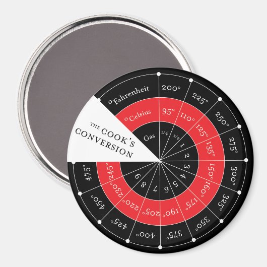 Aimant Graphique de conversion de température Celsius à F (Recto/Verso)