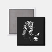 Aimant Graphique de hockey sur glace de chat drôle  (Recto/Verso)