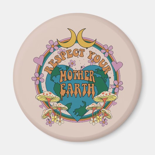 Aimant Graphique de la Terre mère rétro des années 70 (Devant)