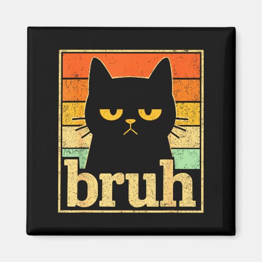 Aimant Graphique de Mème de Chat Bruh – Mème Rétro de Cha (Devant)