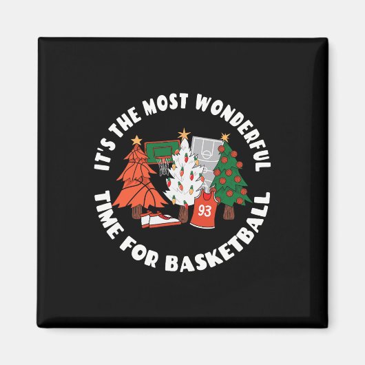 Aimant Graphique de Noël de basket-ball - Pl de basket-ba (Devant)