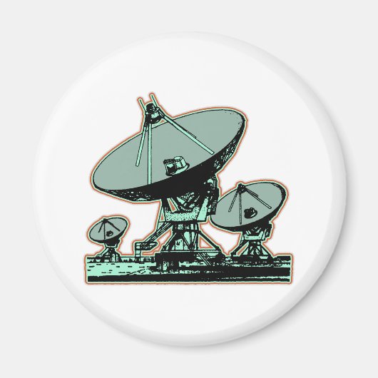 Aimant Graphique de parabole satellite rétro (Devant)