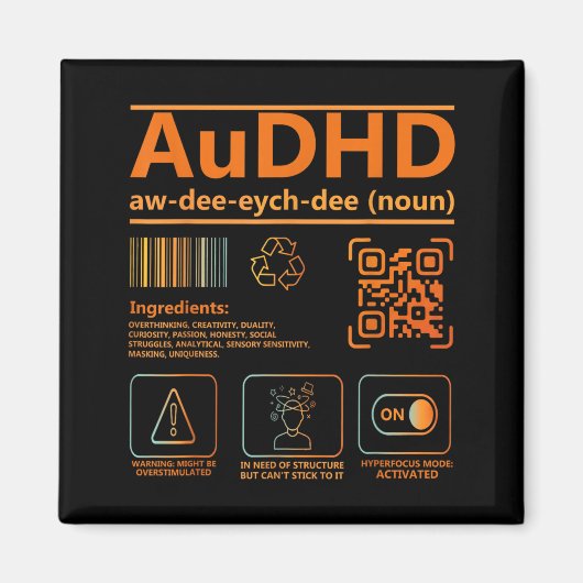 Aimant Graphique de sensibilisation à la neurodiversité D (Devant)