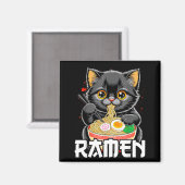 Aimant Graphique drôle japonais de ramen de chat d'anime (Recto/Verso)
