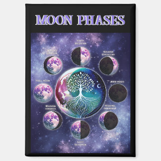 Aimant graphique en phase lune avec arbre de vie |