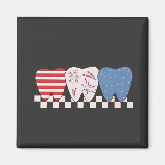 Aimant Graphisme à trois dents 4 juillet (Devant)