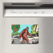 Aimant Graphisme de bande dessinée de forêt de Sasquatch  (In Situ (Lave-vaisselle))