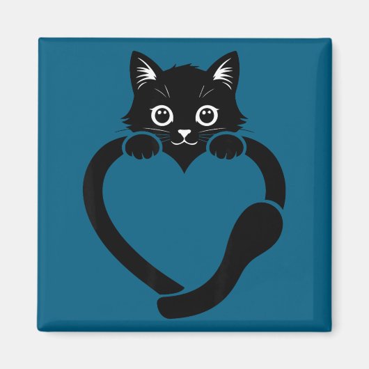 Aimant Graphisme de chat cœur amour chat mignon (Devant)