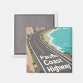 Aimant Graphisme de la route côtière du Pacifique Art de (Recto/Verso)