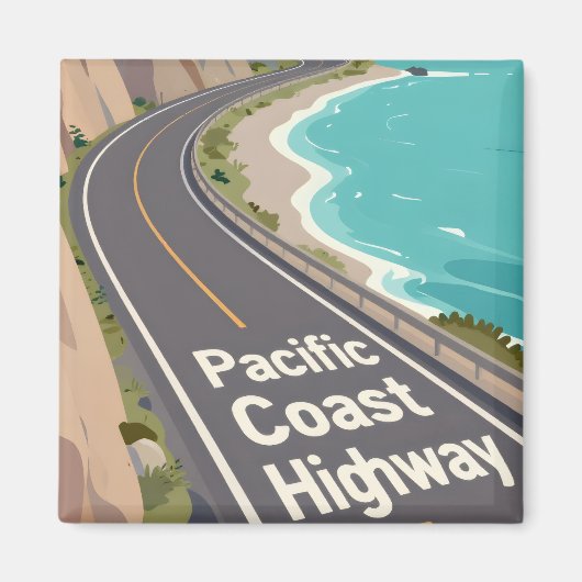 Aimant Graphisme de la route côtière du Pacifique Art de (Devant)