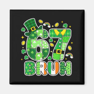 Aimant Graphisme de la Saint-Patrick Bruh 67 avec des trè