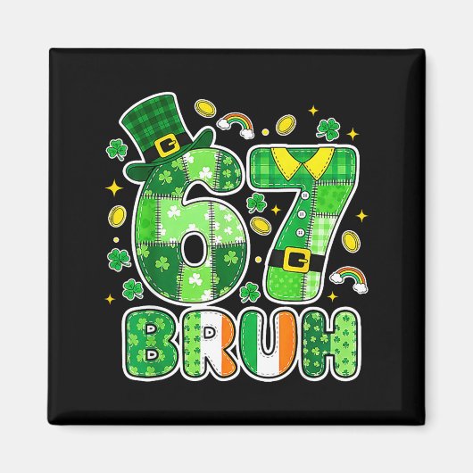 Aimant Graphisme de la Saint-Patrick Bruh 67 avec des trè (Devant)