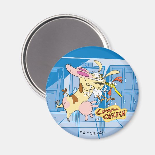 Aimant Graphisme de la vache et du poulet (Recto/Verso)