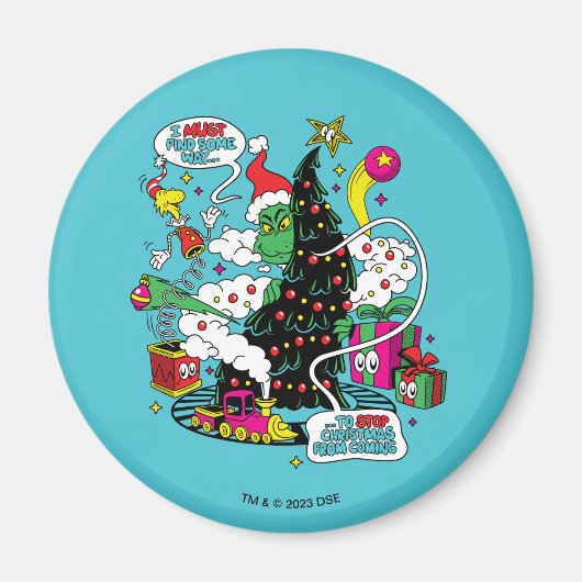 Aimant Graphisme de Noël coloré de Grinch (Devant)