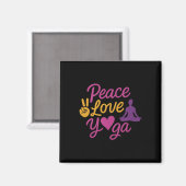 Aimant Graphisme de script Yoga Amour Paix Magenta Or (Recto/Verso)