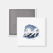 Aimant Graphisme de silhouette d'action de hockey sur gla (Recto/Verso)