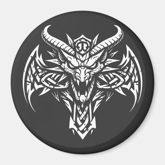 Aimant Graphisme de tête de démon tribal par BurnsInHe (Devant)