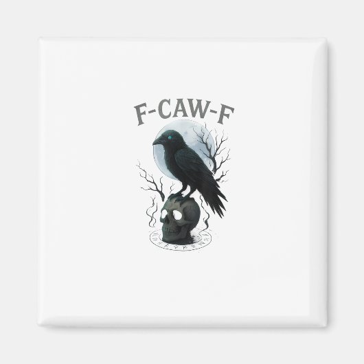 Aimant Graphisme Halloween crâne de corbeau corneille got (Devant)