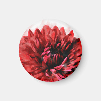 Aimant Gras Dahlia Aquarelle Crimson