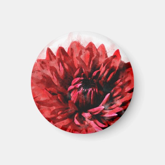 Aimant Gras Dahlia Aquarelle Crimson (Devant)
