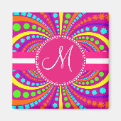 Aimant Gras Monogram Funky Motif Hot Rose Design (Devant)