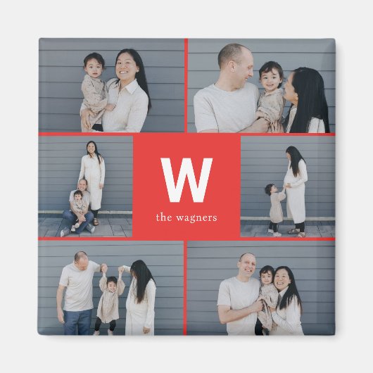 Aimant Gras Monogramme Couleur modifiable Magnat photo mo (Devant)