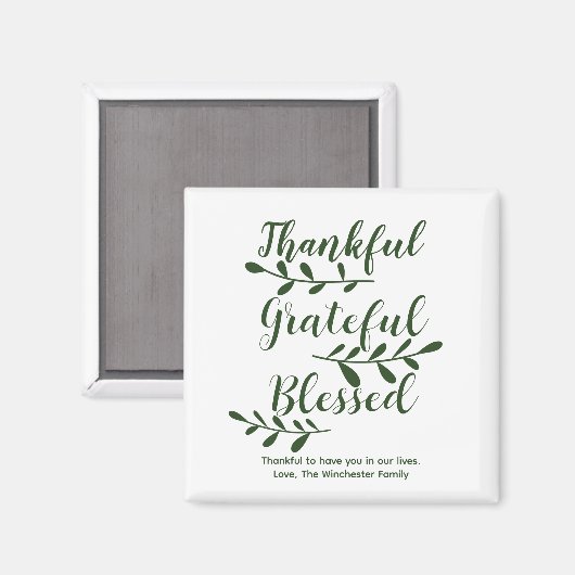 Aimant Grateful Bienheureux vert foncé script moderne (Recto/Verso)