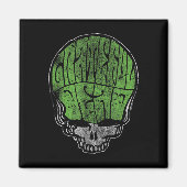 Aimant Grateful Dead Psychedelic Green Stealie Skull Vint (Devant)