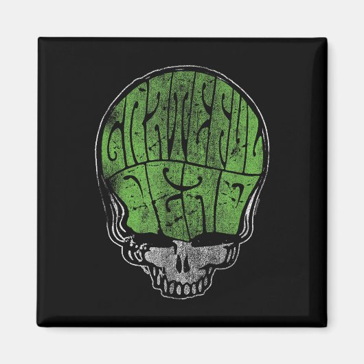 Aimant Grateful Dead Psychedelic Green Stealie Skull Vint (Devant)