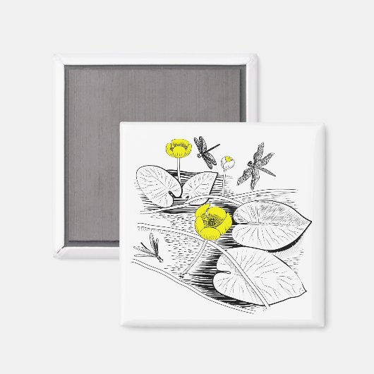 Aimant Gravure de nénuphars (Recto/Verso)