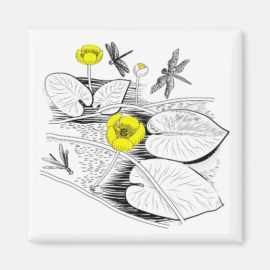 Aimant Gravure de nénuphars (Devant)