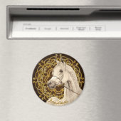 Aimant Gray Arabe cheval magnétique rond (In Situ (Lave-vaisselle))