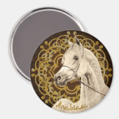 Aimant Gray Arabe cheval magnétique rond (Recto/Verso)