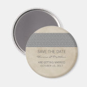 Aimant Gray Rustic Damask Enregistrer l'aimant de date (Recto/Verso)