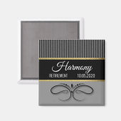 Aimant Gray Stripes and Butterfly Scroll - Gold Foil (Recto/Verso)
