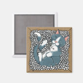 Aimant Gray Tuxedo Chat couchage dans la boîte d'emballag (Recto/Verso)