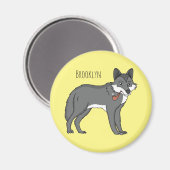 Aimant Gray wolf with pipe cartoon (Recto/Verso)