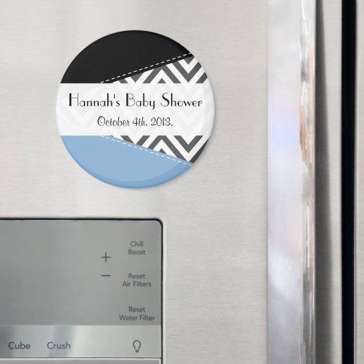 Aimant Gray Zigzag, Chevron, Zigzag Motif, Baby shower (In situ (réfrigérateur))