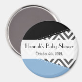 Aimant Gray Zigzag, Chevron, Zigzag Motif, Baby shower (Recto/Verso)