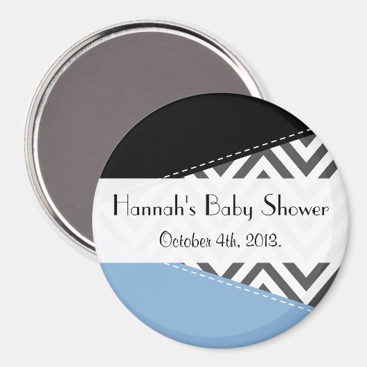 Aimant Gray Zigzag, Chevron, Zigzag Motif, Baby shower (Recto/Verso)