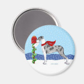 Aimant Great Dane Christmas Mail Merle UC (Recto/Verso)