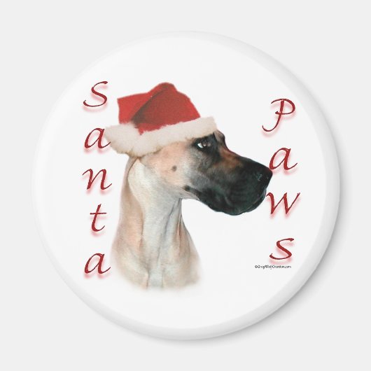 Aimant Great Dane (fawn) Père Noël Paws (Devant)